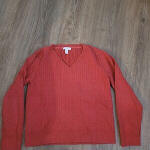Charter Club Women's V-Neck Sweater in Terricotta Red